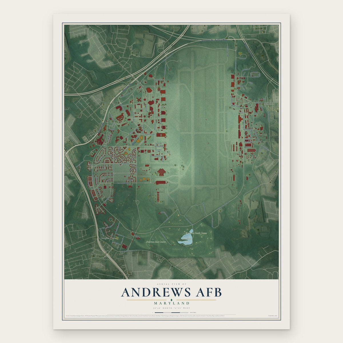 Andrews AFB, Maryland map print, the full design