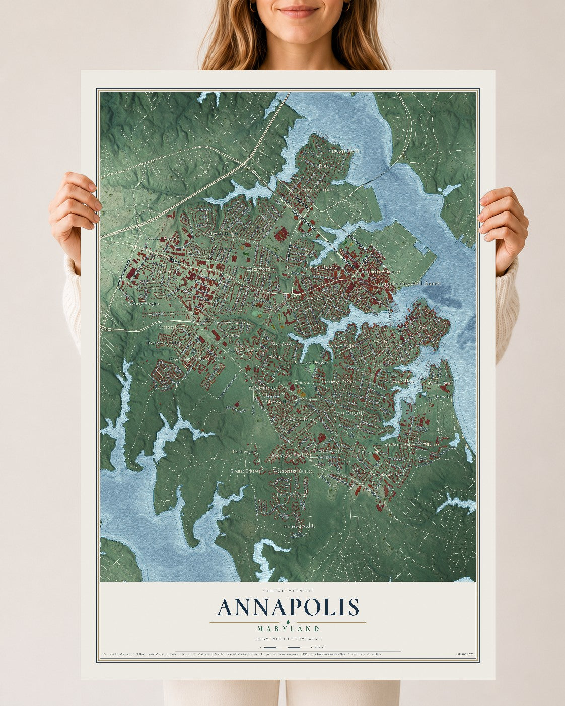 Map of Annapolis, Maryland, 24 x 36 inch unframed archival matte print