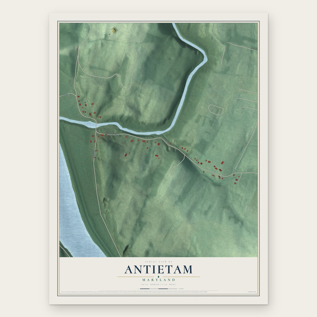Antietam, Maryland map print, the full design
