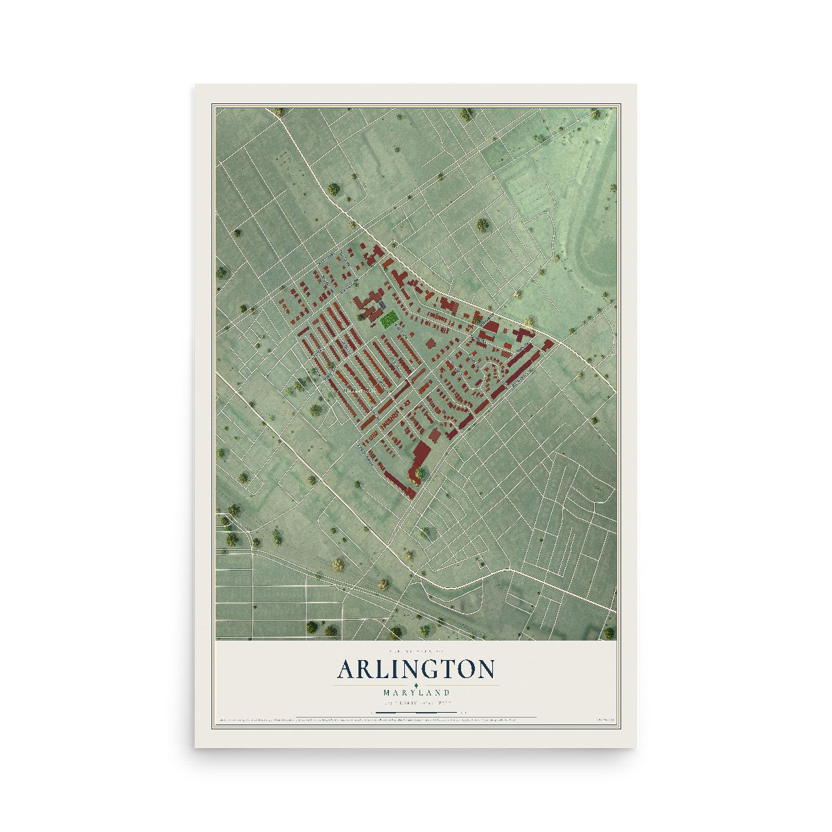 Map of Arlington, Maryland, 12 x 18 inch unframed archival matte print