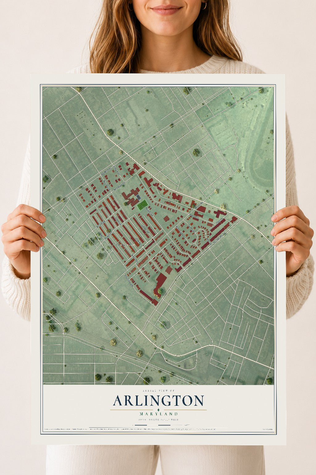 Map of Arlington, Maryland, 18 x 24 inch unframed archival matte print
