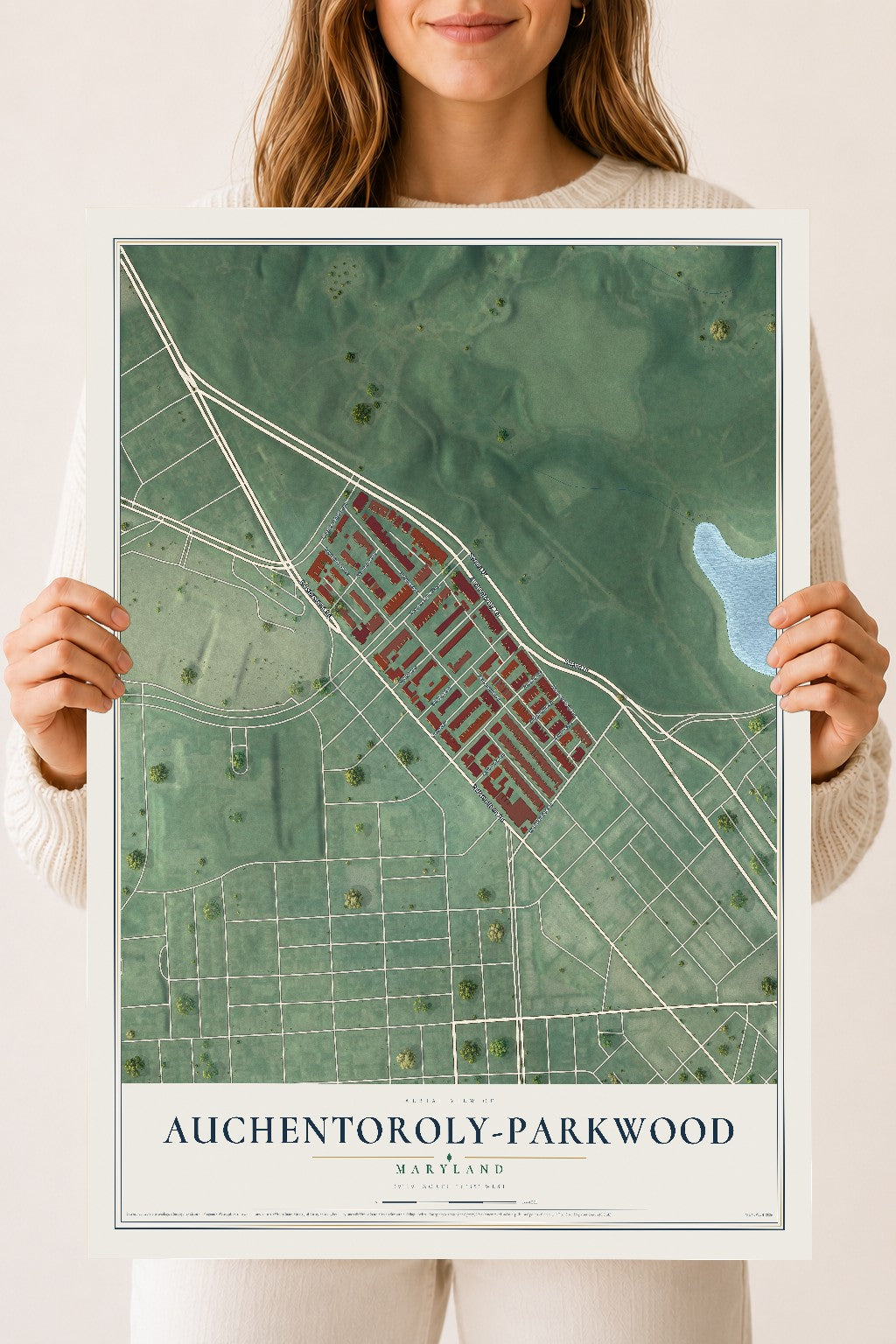 Map of Auchentoroly-Parkwood, Maryland, 18 x 24 inch unframed archival matte print