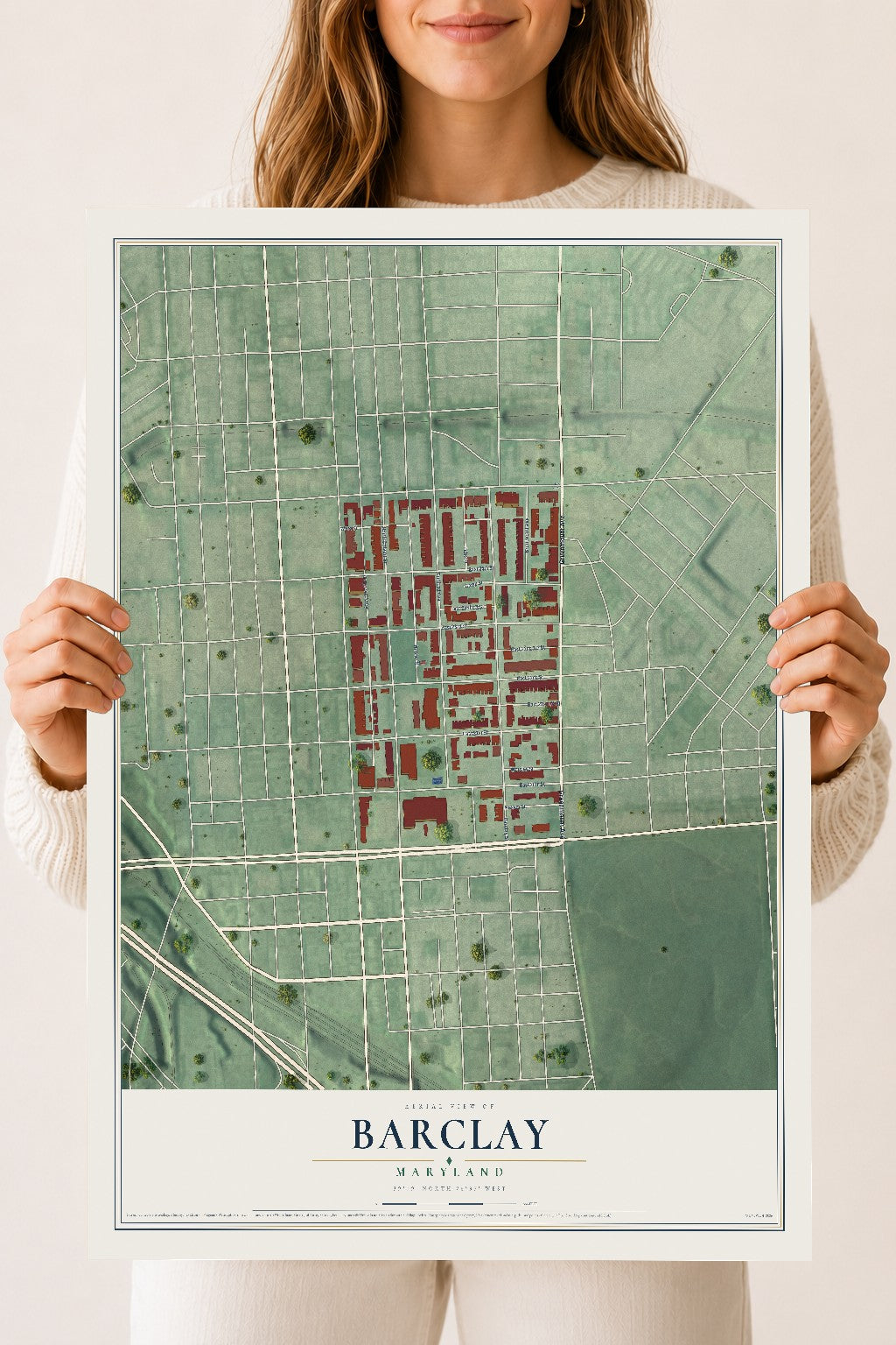 Map of Barclay, Baltimore, Maryland, 18 x 24 inch unframed archival matte print