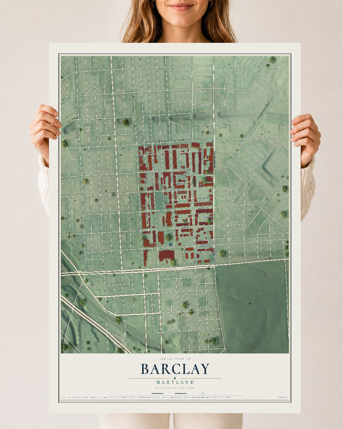 Map of Barclay, Baltimore, Maryland, 24 x 36 inch unframed archival matte print