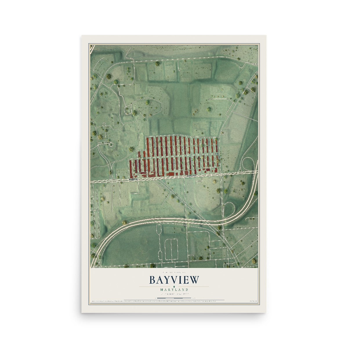 Map of Bayview, Maryland, 12 x 18 inch unframed archival matte print