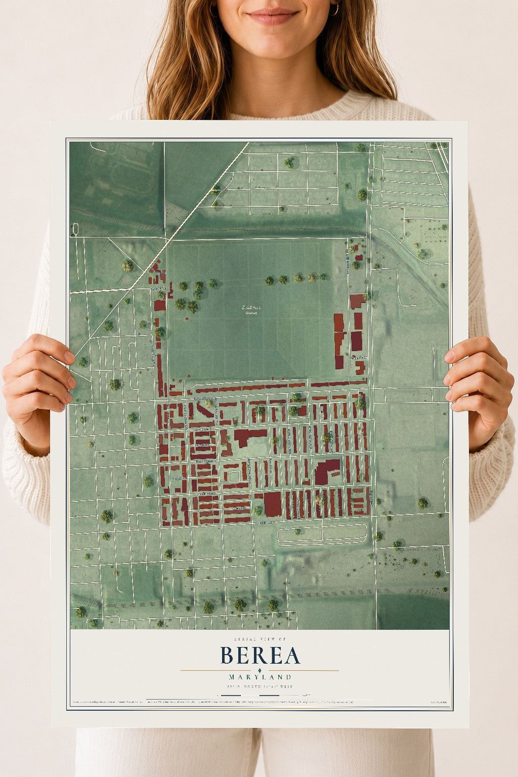Map of Berea, Maryland, 18 x 24 inch unframed archival matte print