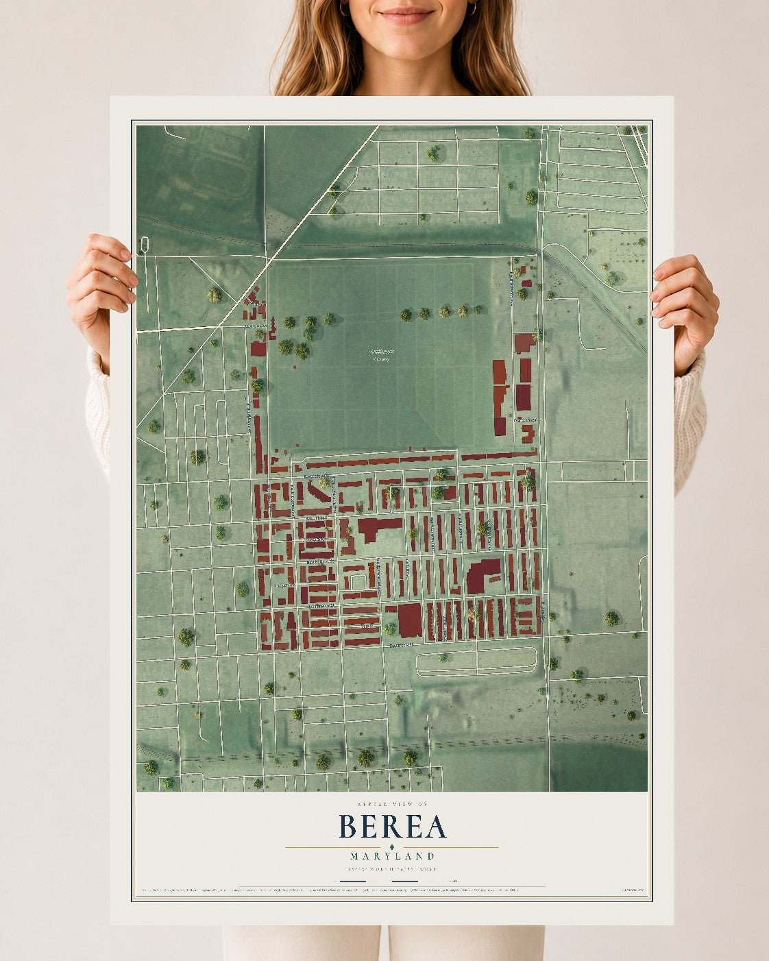 Map of Berea, Maryland, 24 x 36 inch unframed archival matte print