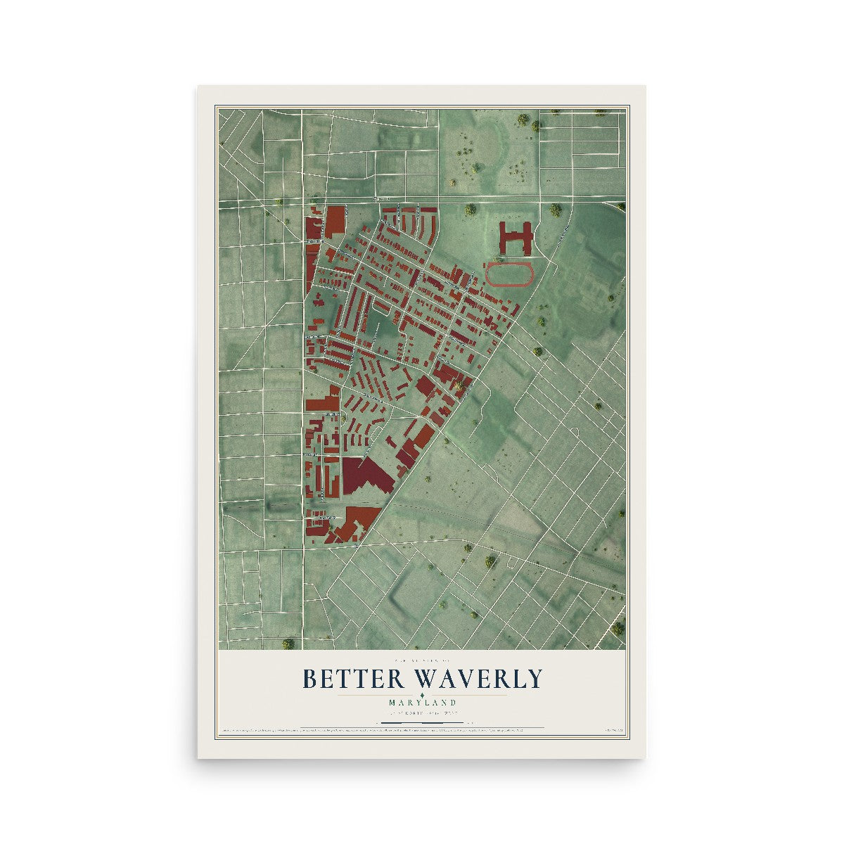 Map of Better Waverly, Maryland, 12 x 18 inch unframed archival matte print