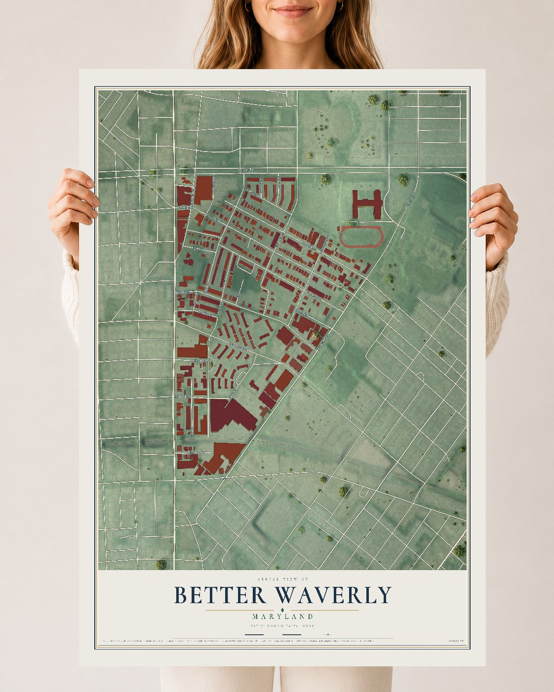 Map of Better Waverly, Maryland, 24 x 36 inch unframed archival matte print