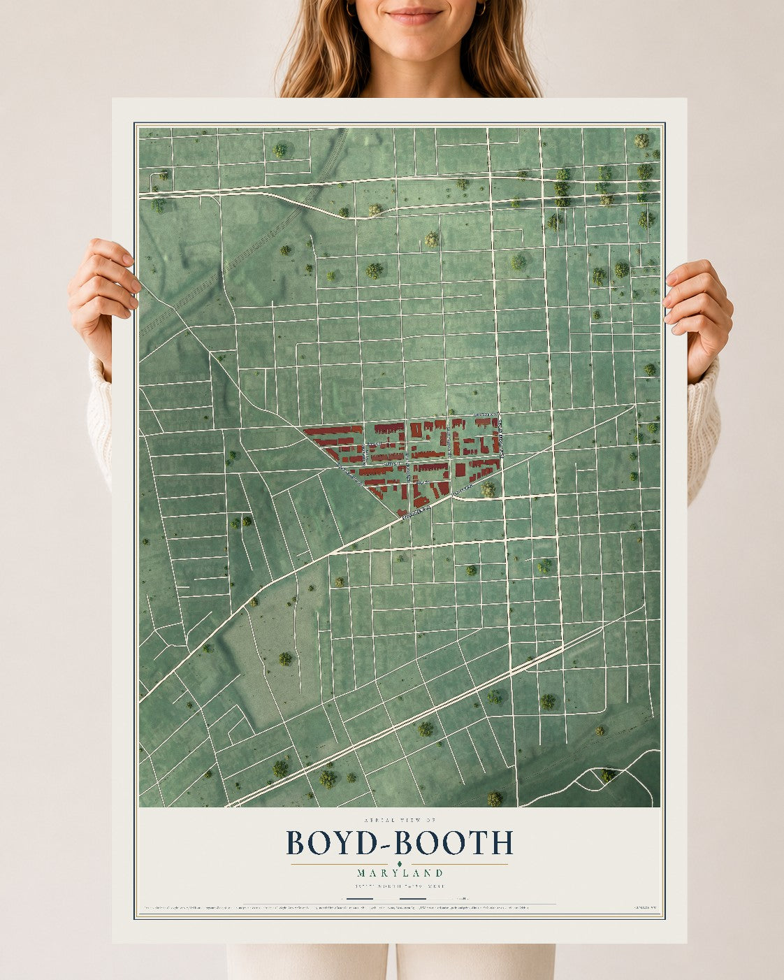 Map of Boyd-Booth, Maryland, 24 x 36 inch unframed archival matte print