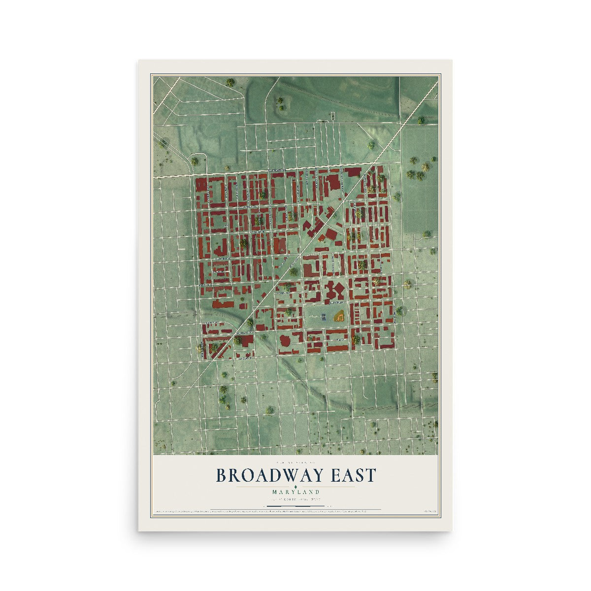 Map of Broadway East, Maryland, 12 x 18 inch unframed archival matte print