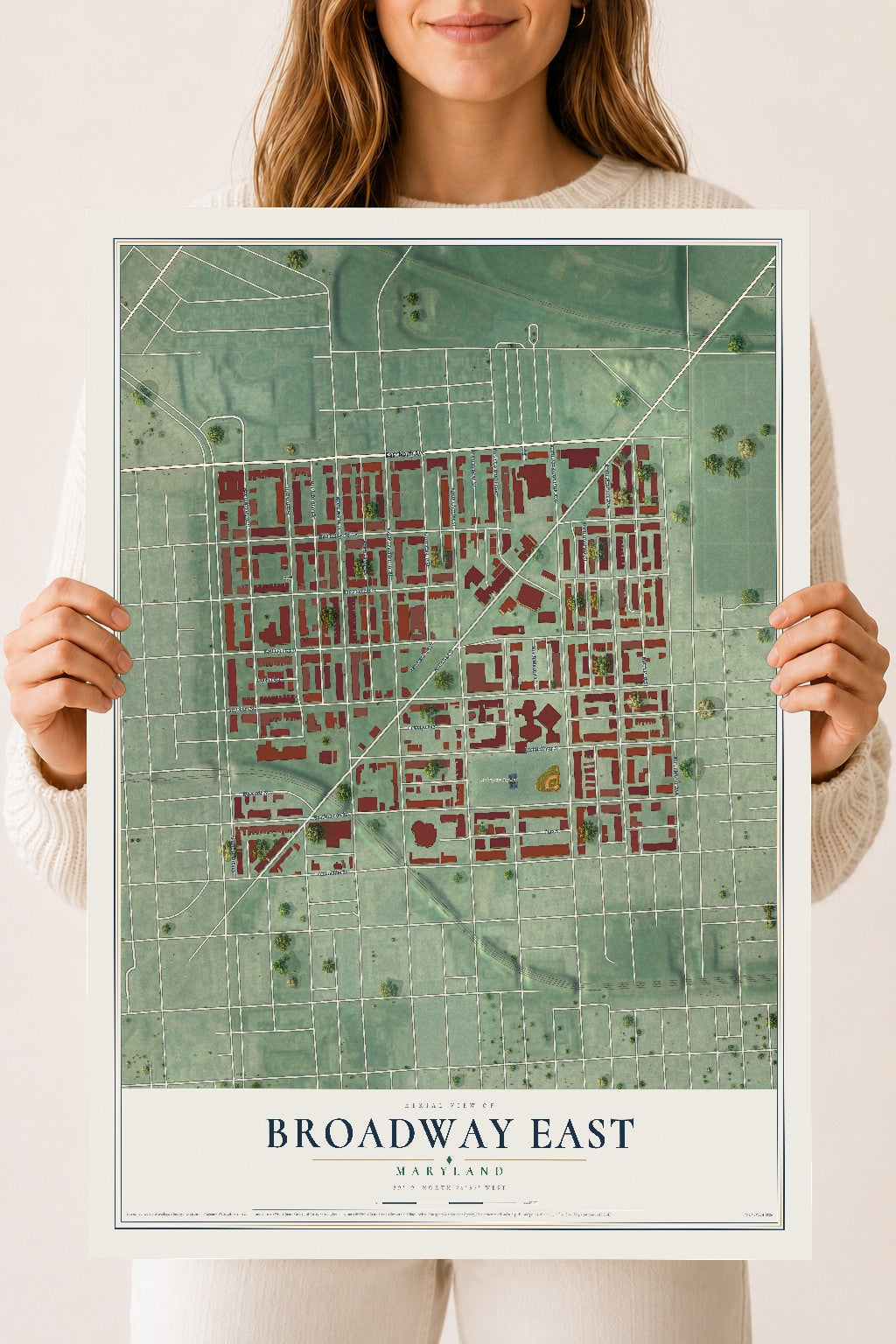 Map of Broadway East, Maryland, 18 x 24 inch unframed archival matte print