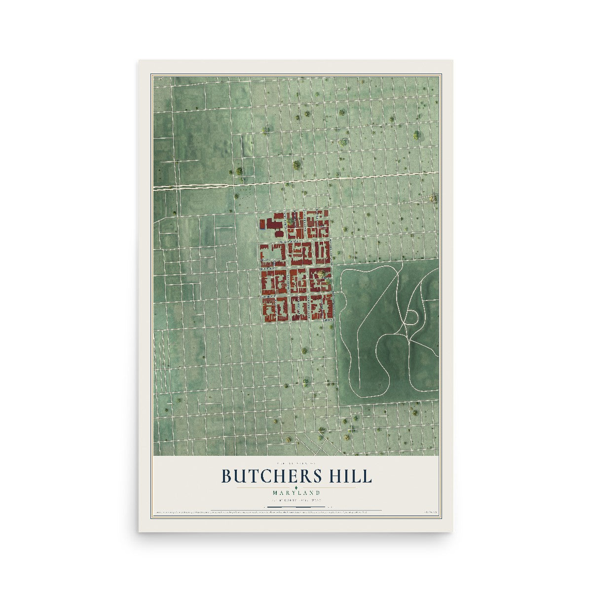 Map of Butchers Hill, Maryland, 12 x 18 inch unframed archival matte print