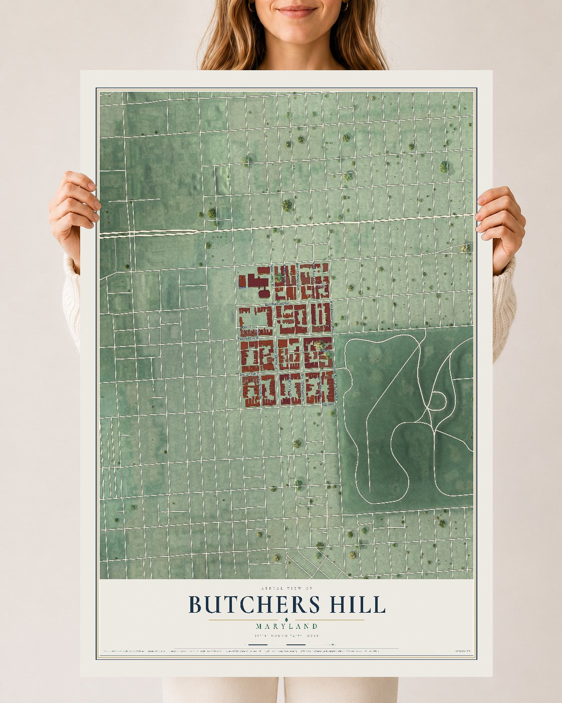 Map of Butchers Hill, Maryland, 24 x 36 inch unframed archival matte print