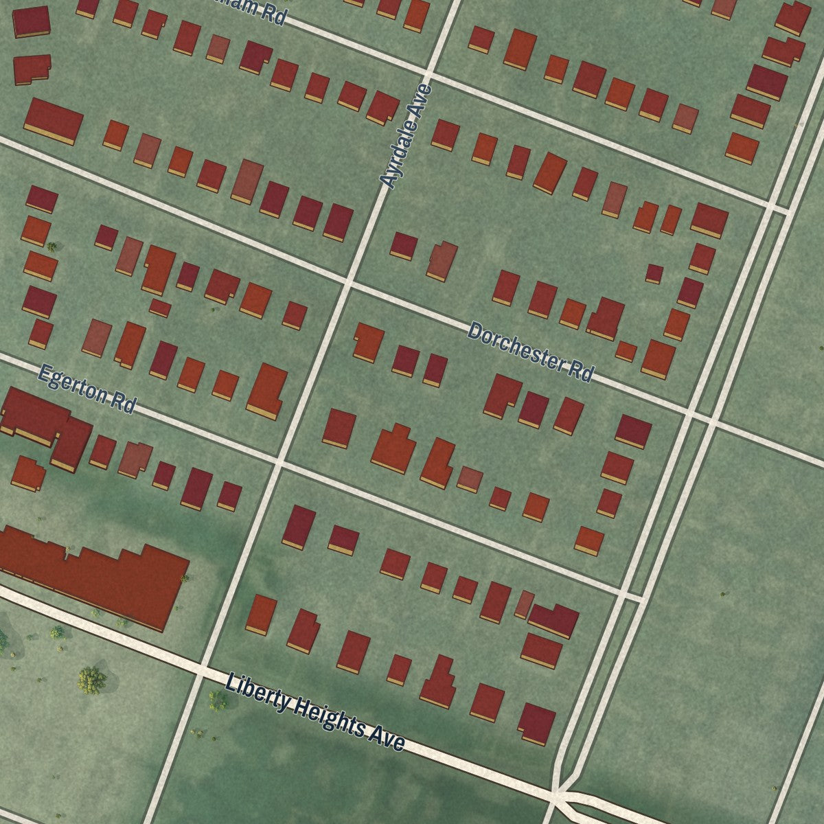 Second close-up of the map of Callaway-Garrison, Maryland print showing more streets and buildings