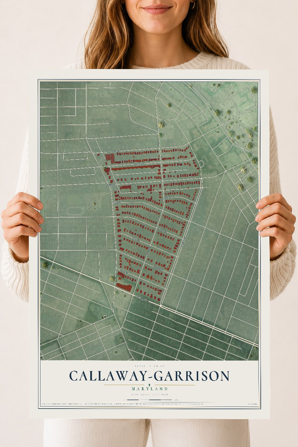 Map of Callaway-Garrison, Maryland, 18 x 24 inch unframed archival matte print