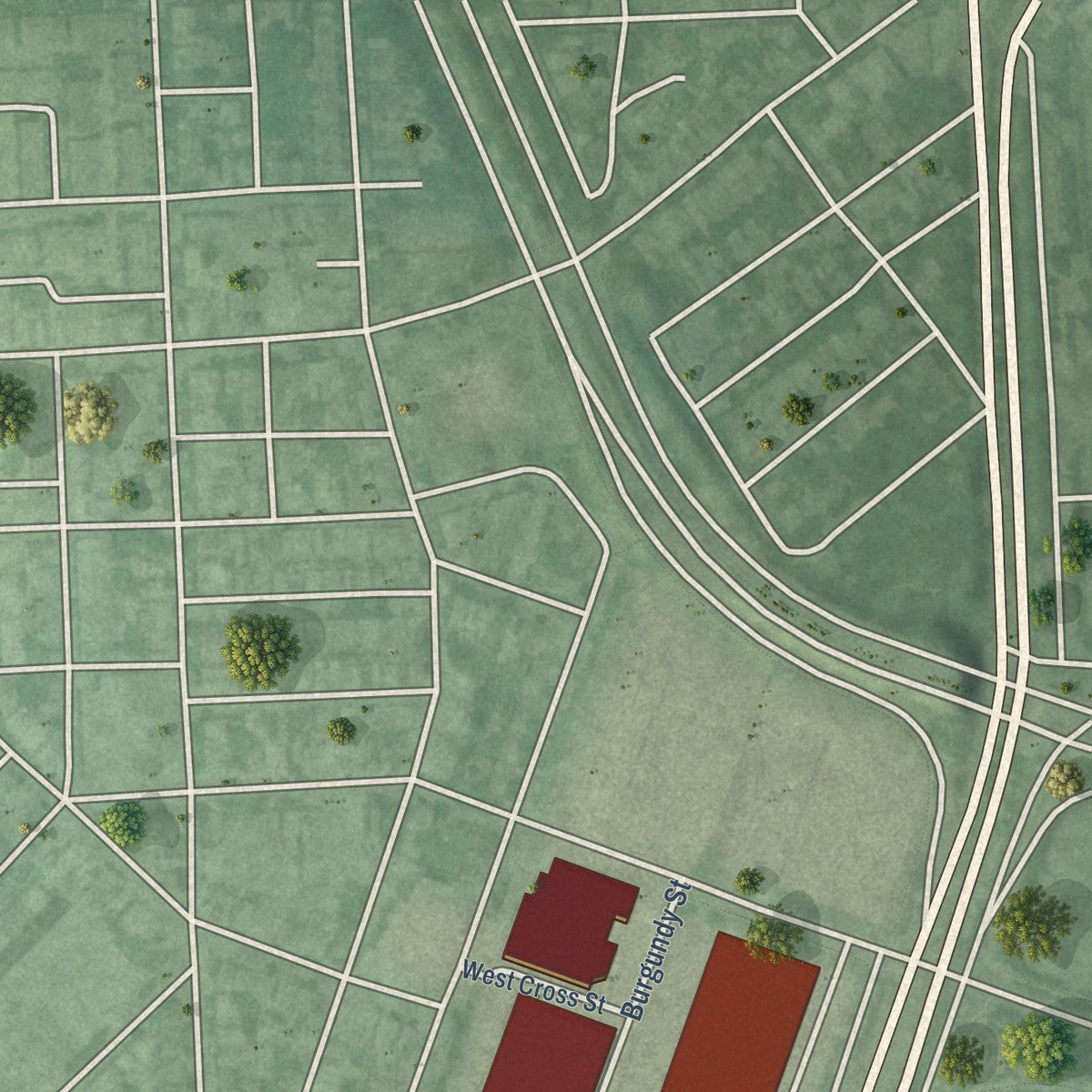 Second close-up of the map of Carroll - Camden Industrial Area, Maryland print showing more streets and buildings