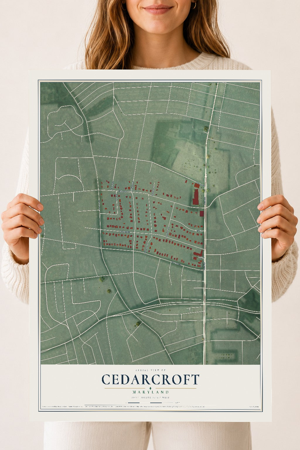 Map of Cedarcroft, Maryland, 18 x 24 inch unframed archival matte print