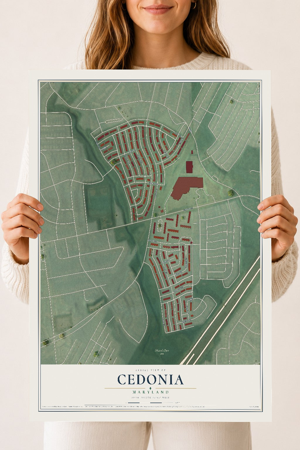 Map of Cedonia, Maryland, 18 x 24 inch unframed archival matte print