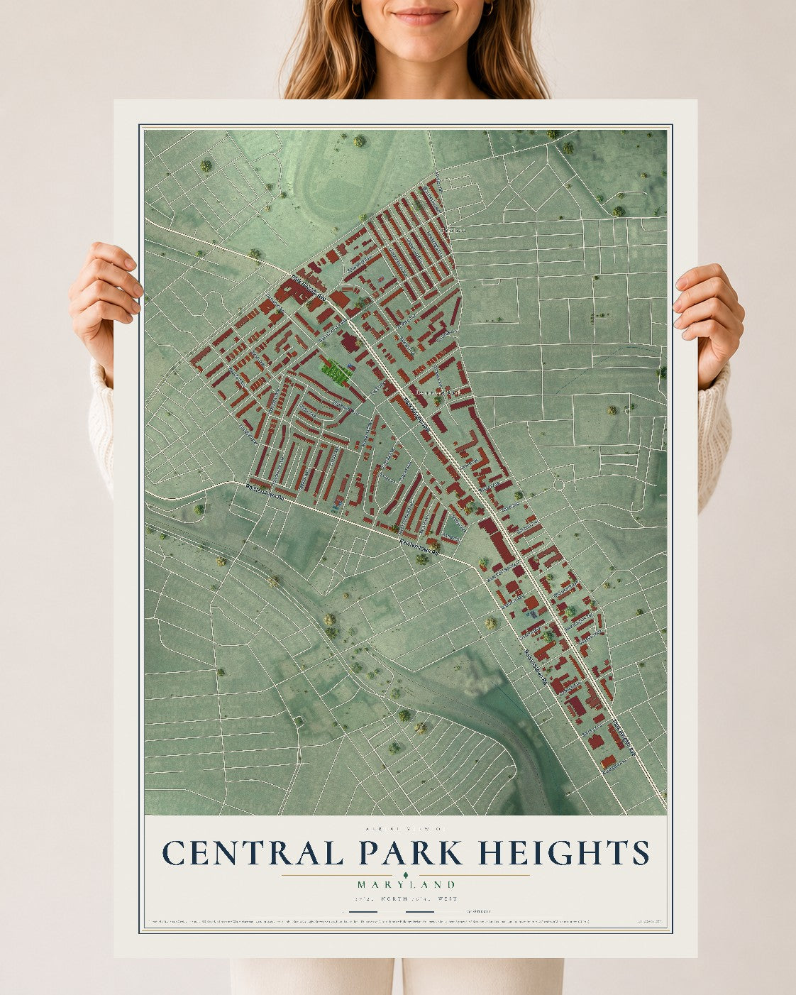 Map of Central Park Heights, Maryland, 24 x 36 inch unframed archival matte print