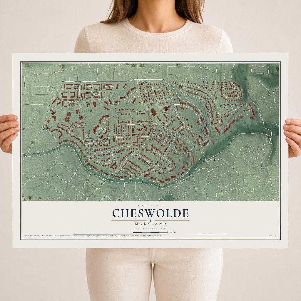 Map of Cheswolde, Maryland, 18 x 24 inch unframed archival matte print