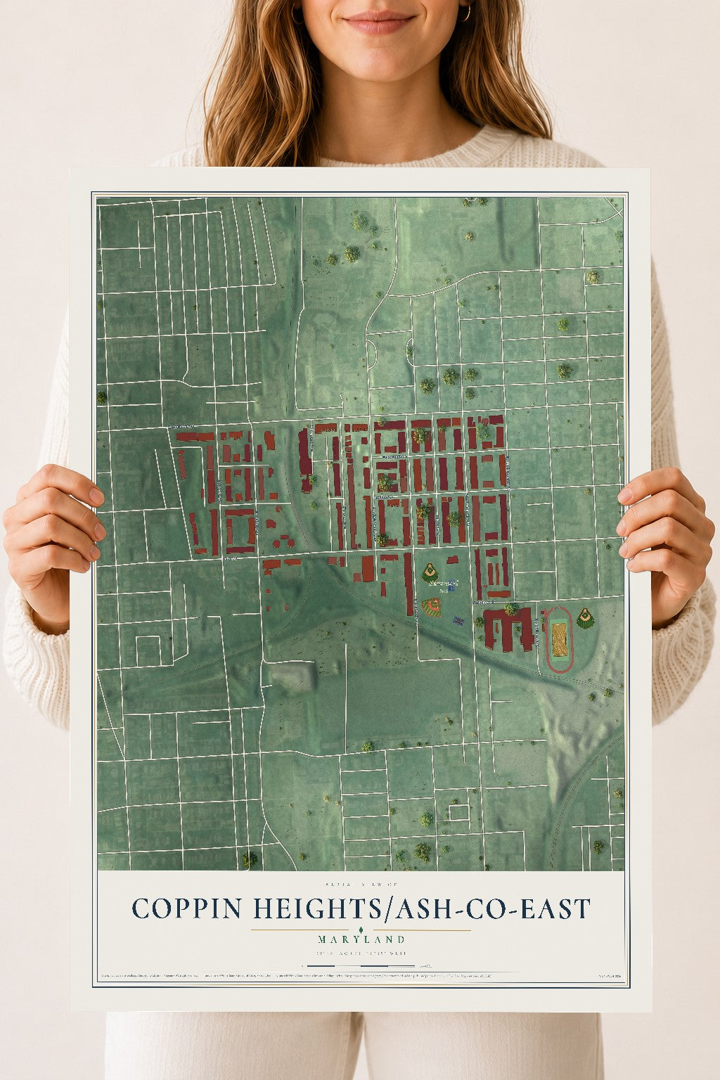 Map of Coppin Heights-Ash-Co-East, Maryland, 18 x 24 inch unframed archival matte print