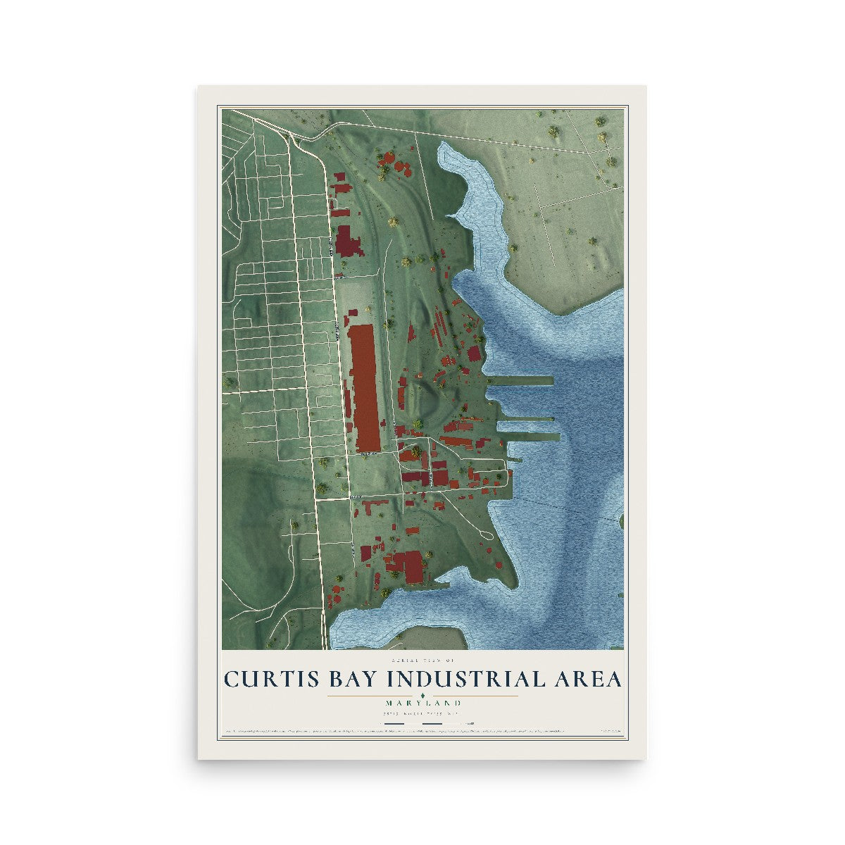 Map of Curtis Bay Industrial Area, Maryland, 12 x 18 inch unframed archival matte print