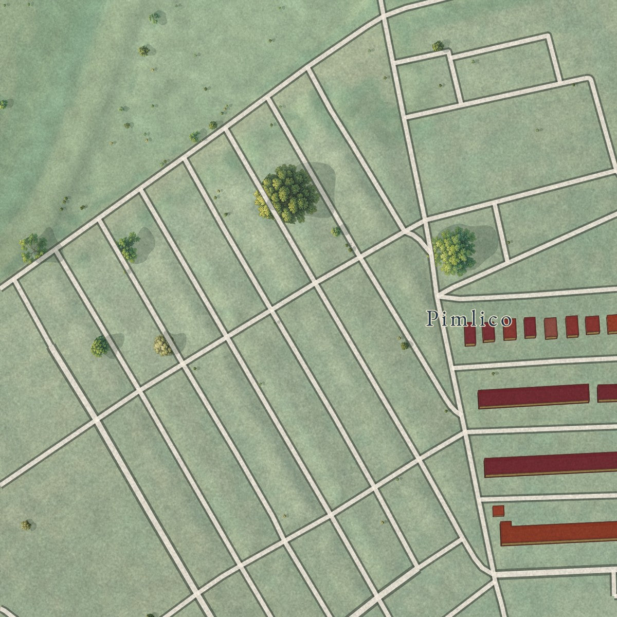 Second close-up of the map of Cylburn, Maryland print showing more streets and buildings