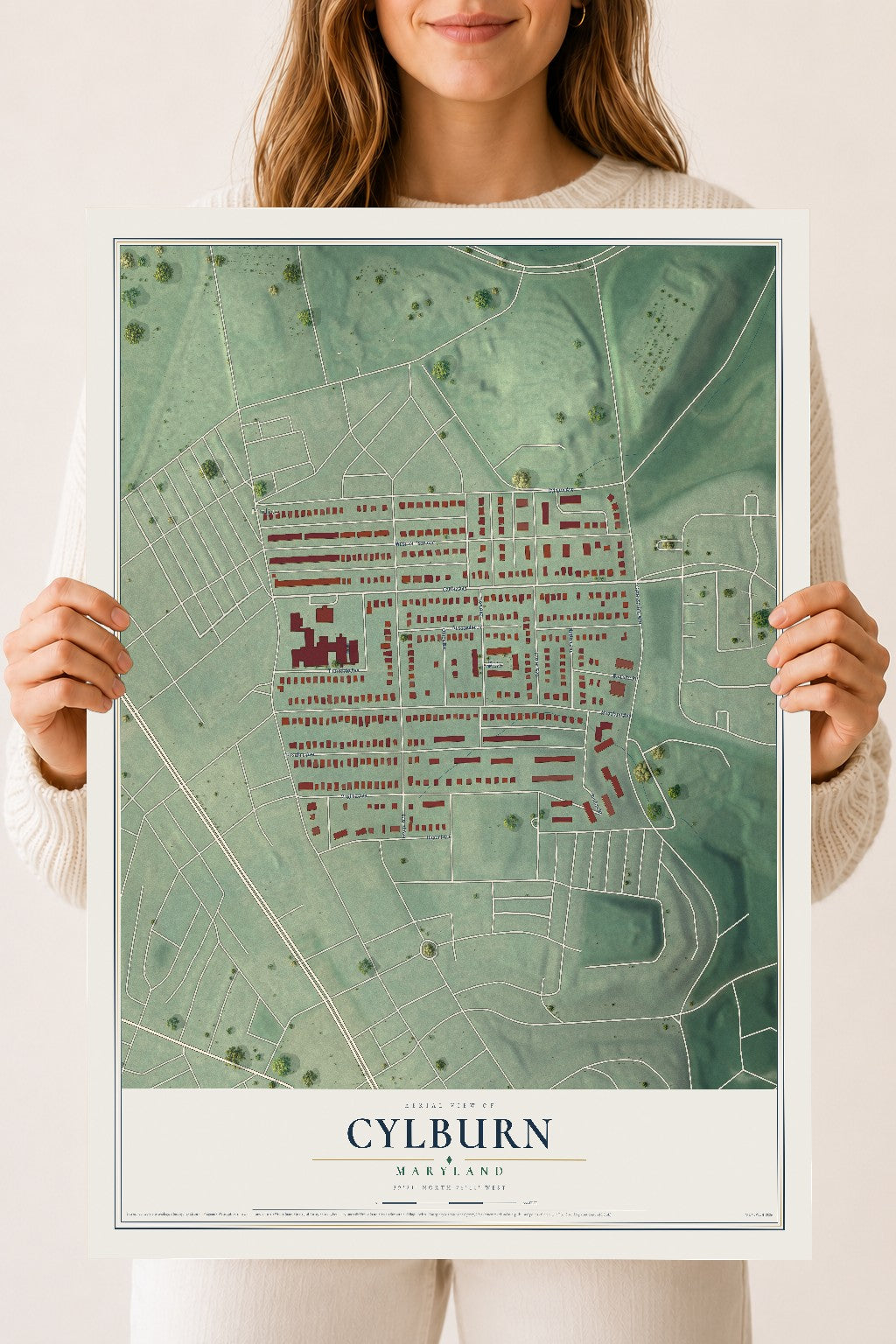 Map of Cylburn, Maryland, 18 x 24 inch unframed archival matte print