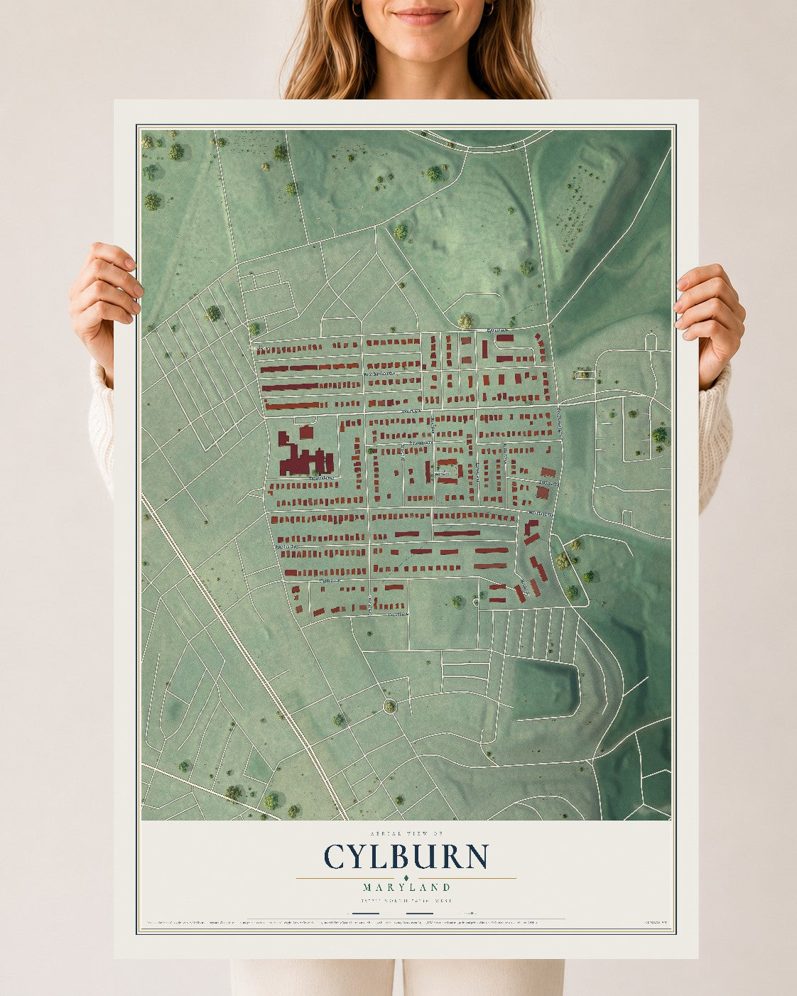 Map of Cylburn, Maryland, 24 x 36 inch unframed archival matte print