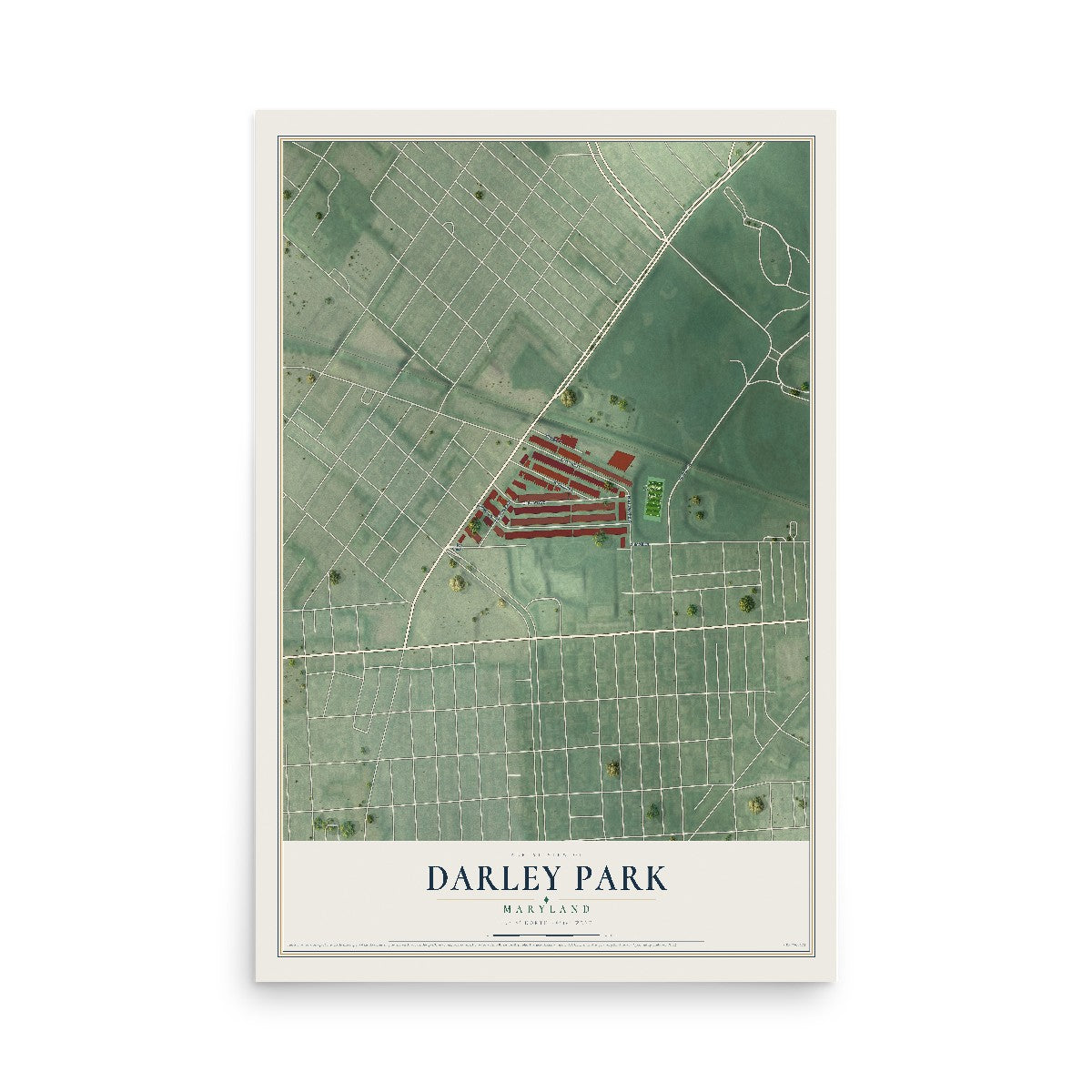 Map of Darley Park, Maryland, 12 x 18 inch unframed archival matte print