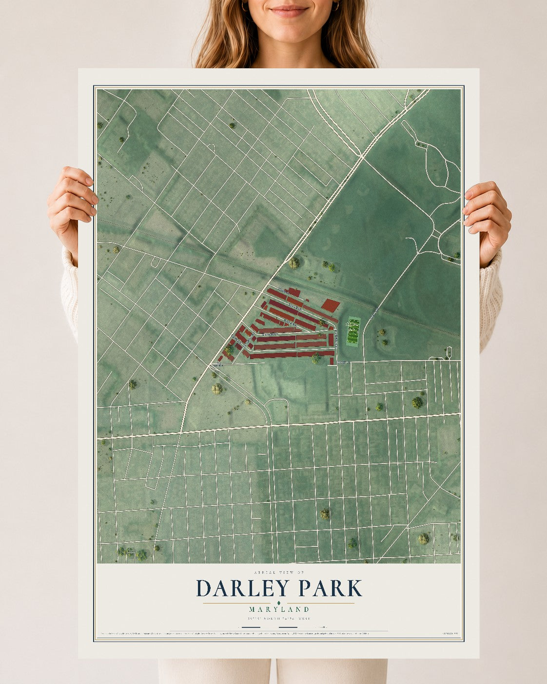 Map of Darley Park, Maryland, 24 x 36 inch unframed archival matte print