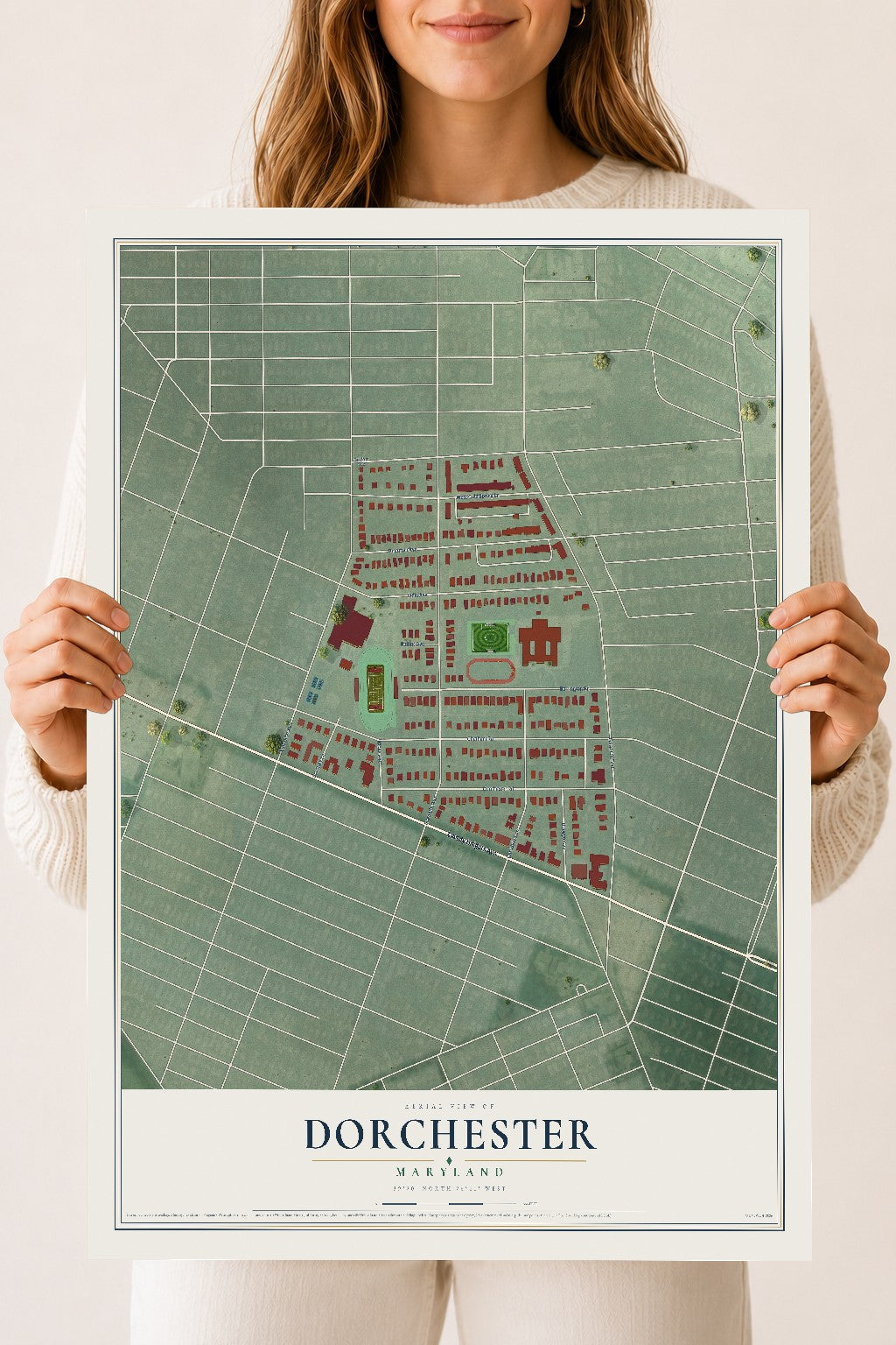 Map of Dorchester, Maryland, 18 x 24 inch unframed archival matte print