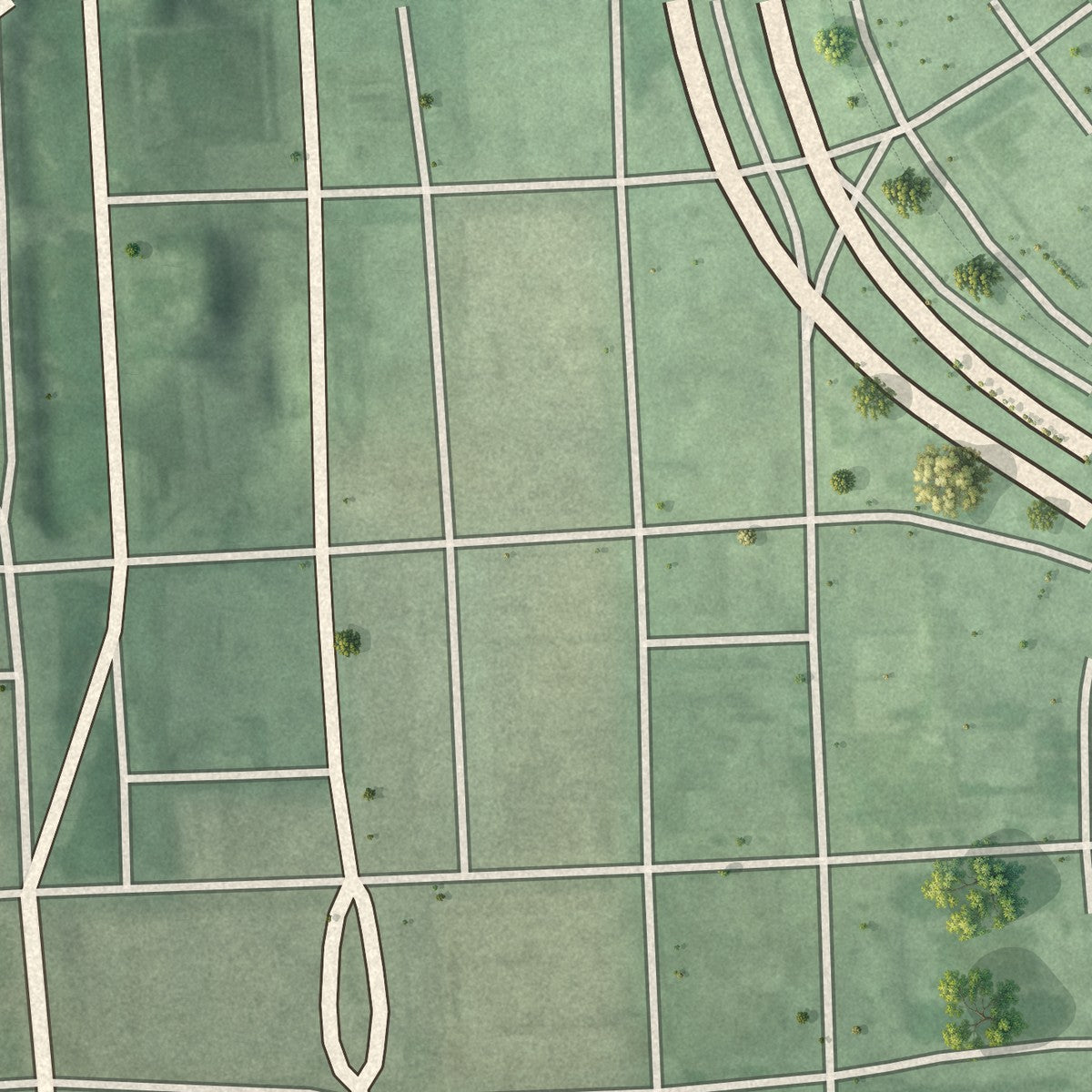 Second close-up of the map of Downtown West, Maryland print showing more streets and buildings