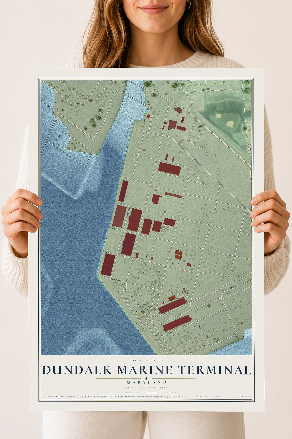 Map of Dundalk Marine Terminal, Maryland, 18 x 24 inch unframed archival matte print