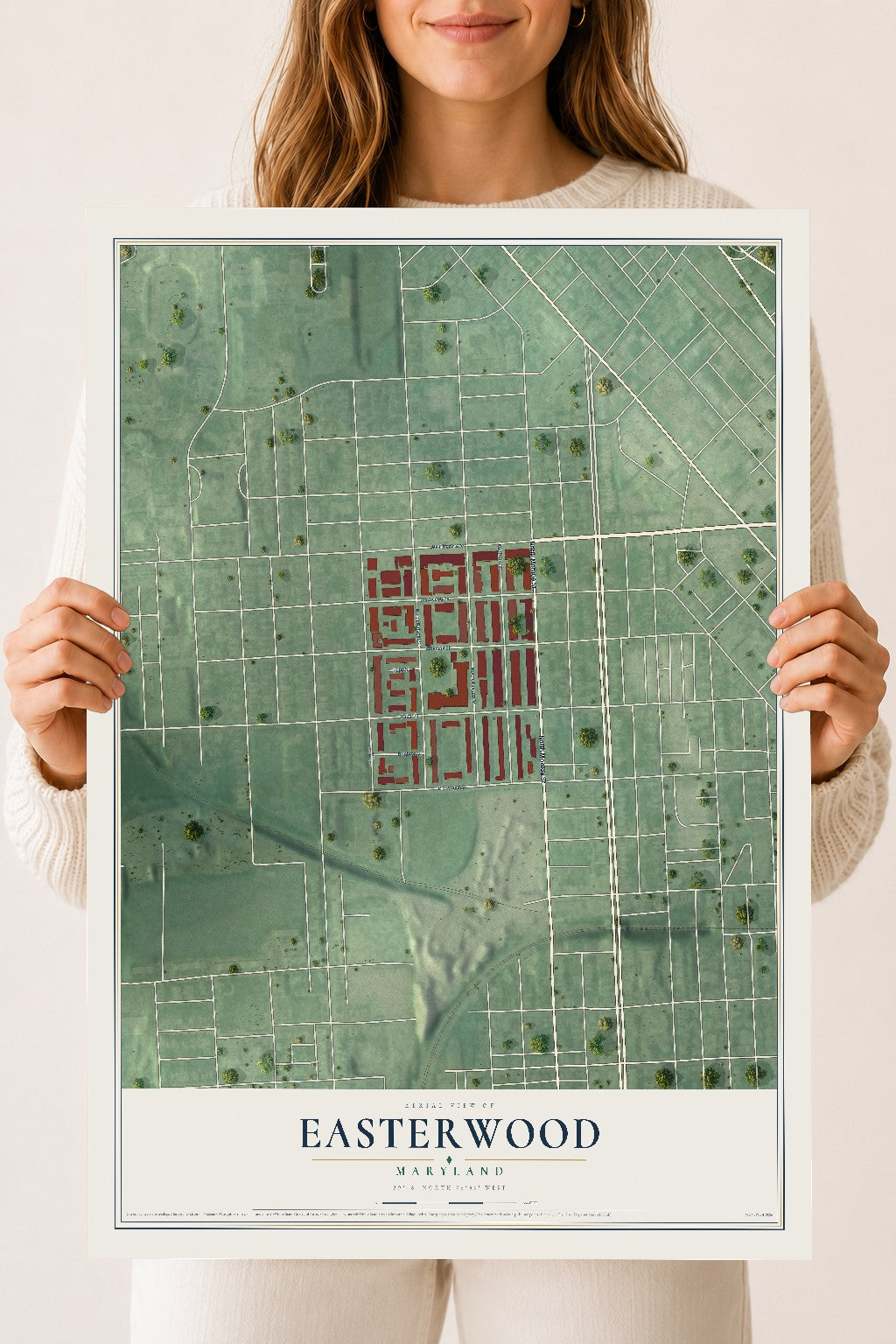 Map of Easterwood, Maryland, 18 x 24 inch unframed archival matte print