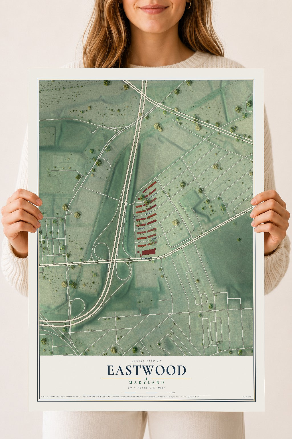 Map of Eastwood, Maryland, 18 x 24 inch unframed archival matte print