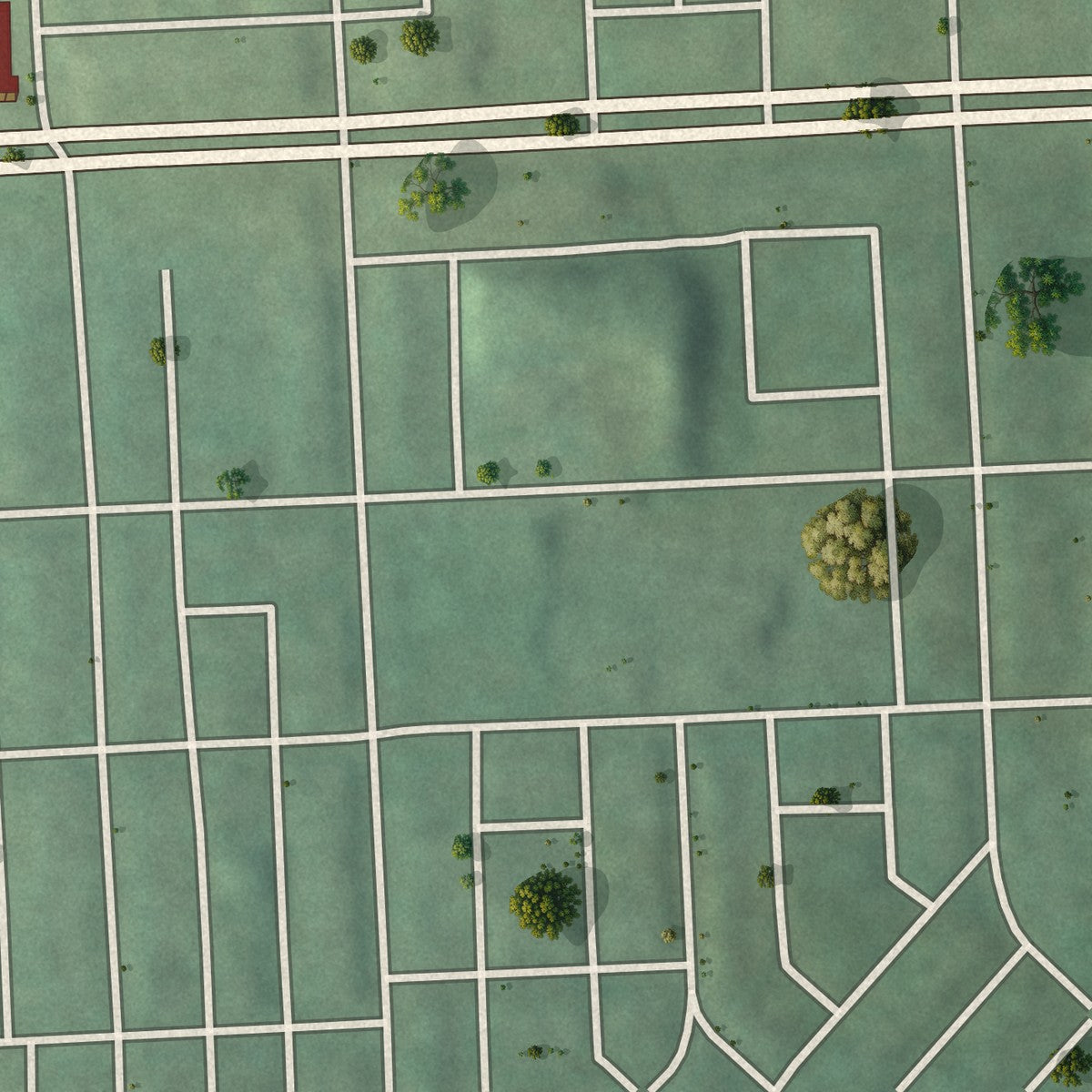 Second close-up of the map of Edmondson Village, Maryland print showing more streets and buildings