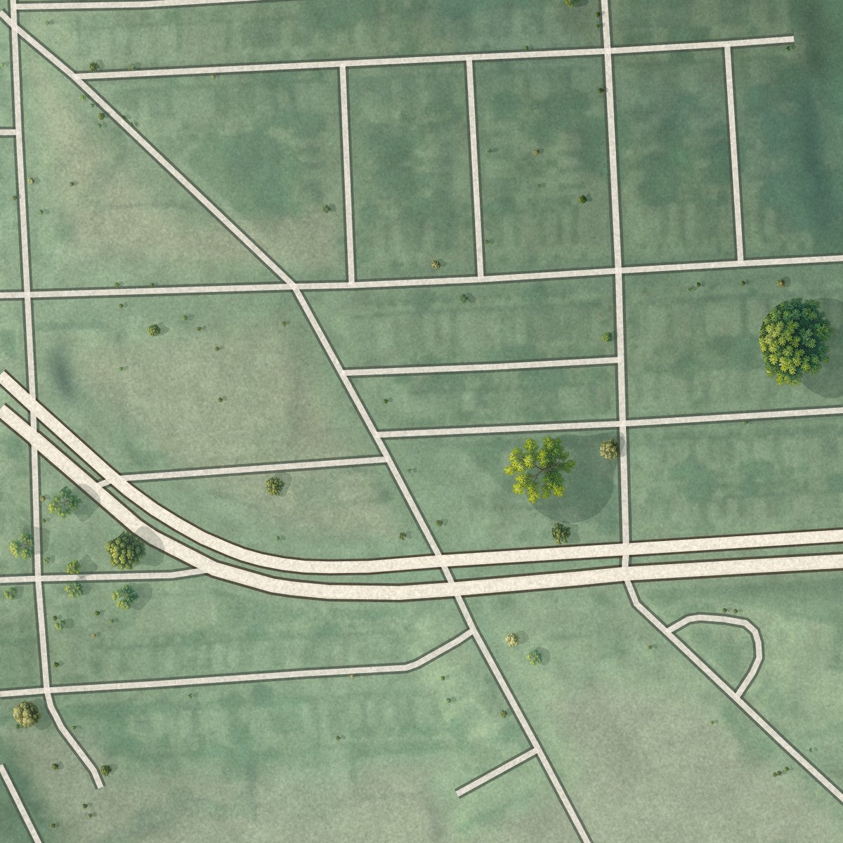 Second close-up of the map of Evergreen Lawn, Maryland print showing more streets and buildings