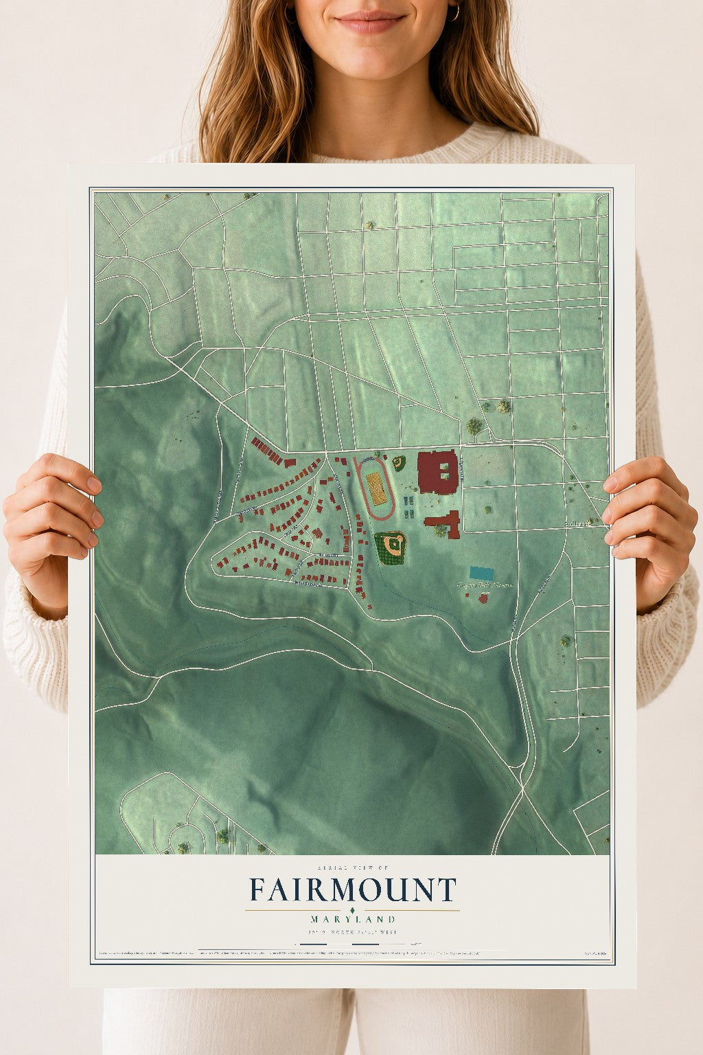 Map of Fairmount, Maryland, 18 x 24 inch unframed archival matte print