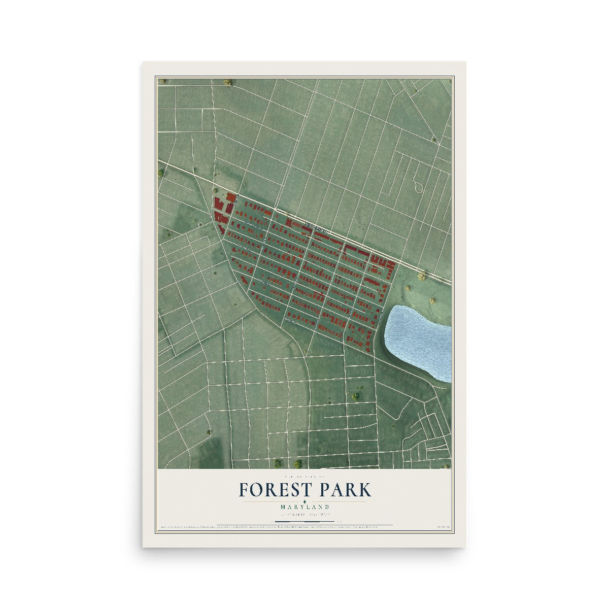 Map of Forest Park, Maryland, 12 x 18 inch unframed archival matte print