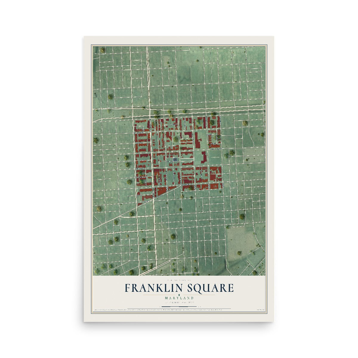 Map of Franklin Square, Maryland, 12 x 18 inch unframed archival matte print
