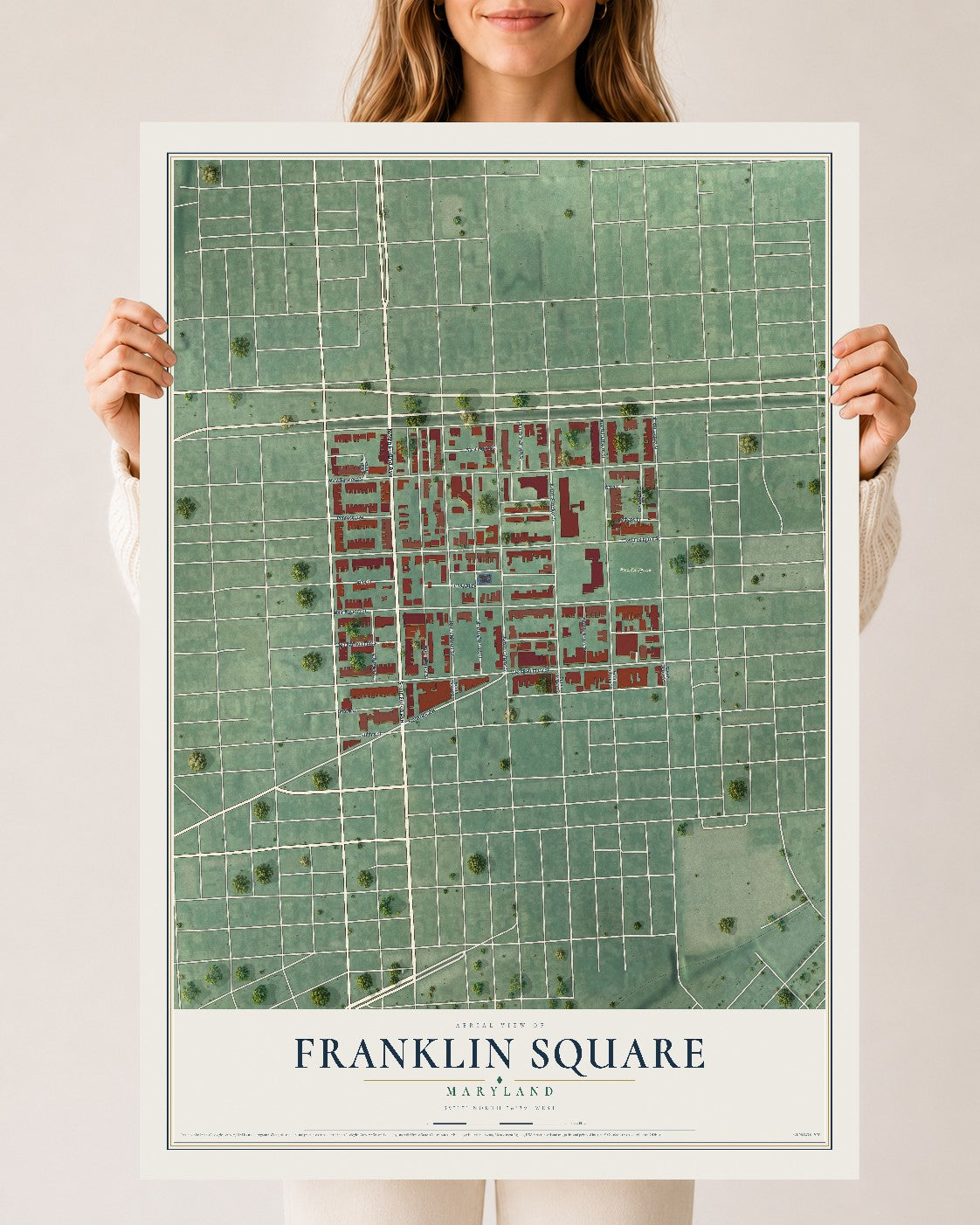 Map of Franklin Square, Maryland, 24 x 36 inch unframed archival matte print