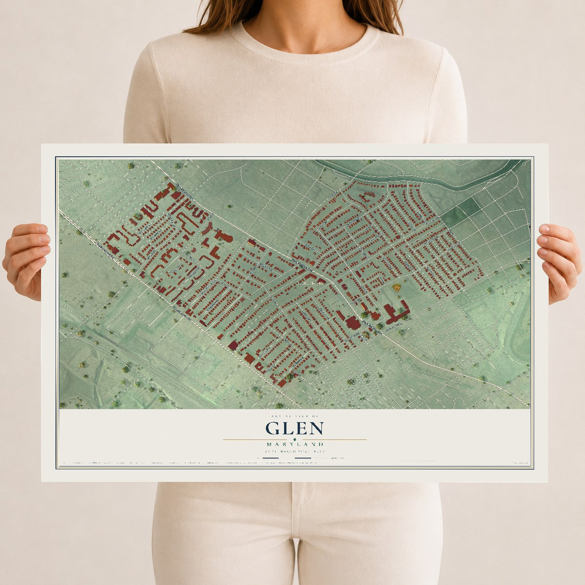 Map of Glen, Maryland, 12 x 18 inch unframed archival matte print