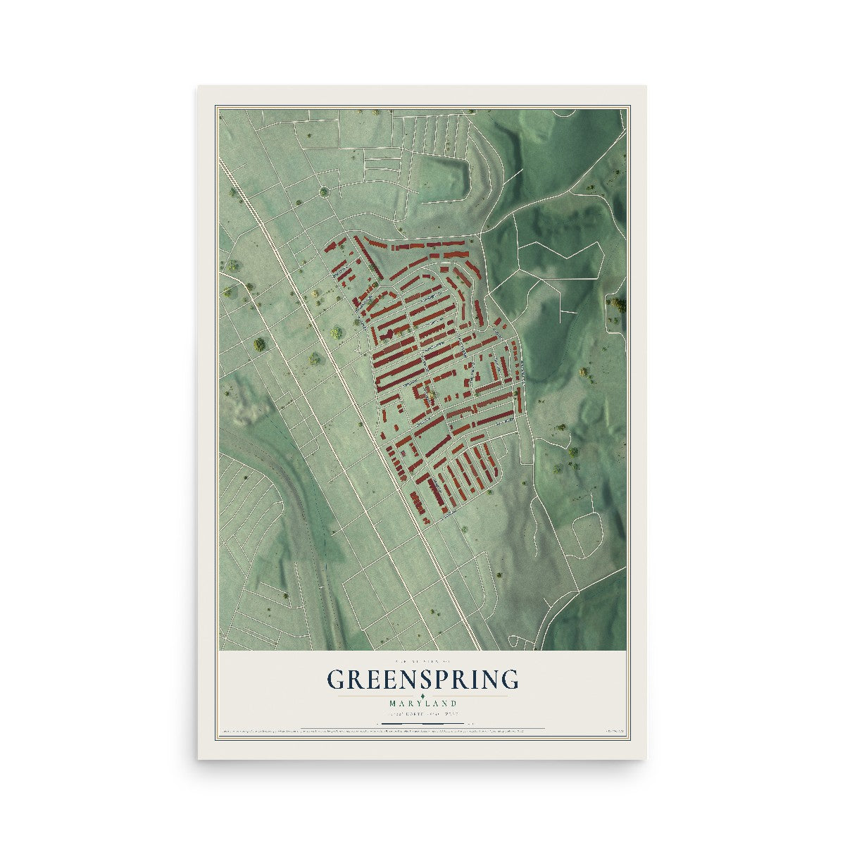 Map of Greenspring, Maryland, 12 x 18 inch unframed archival matte print