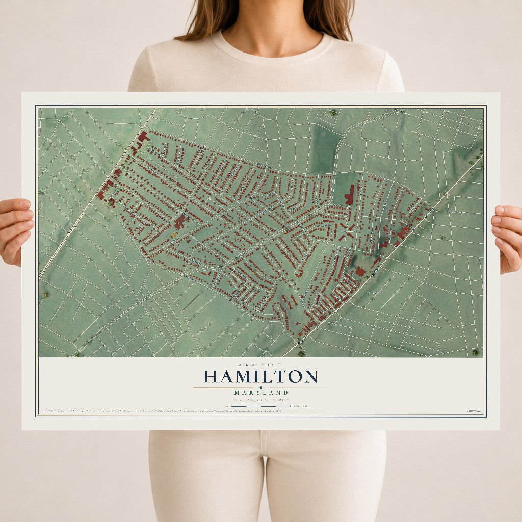Map of Hamilton, Maryland, 18 x 24 inch unframed archival matte print