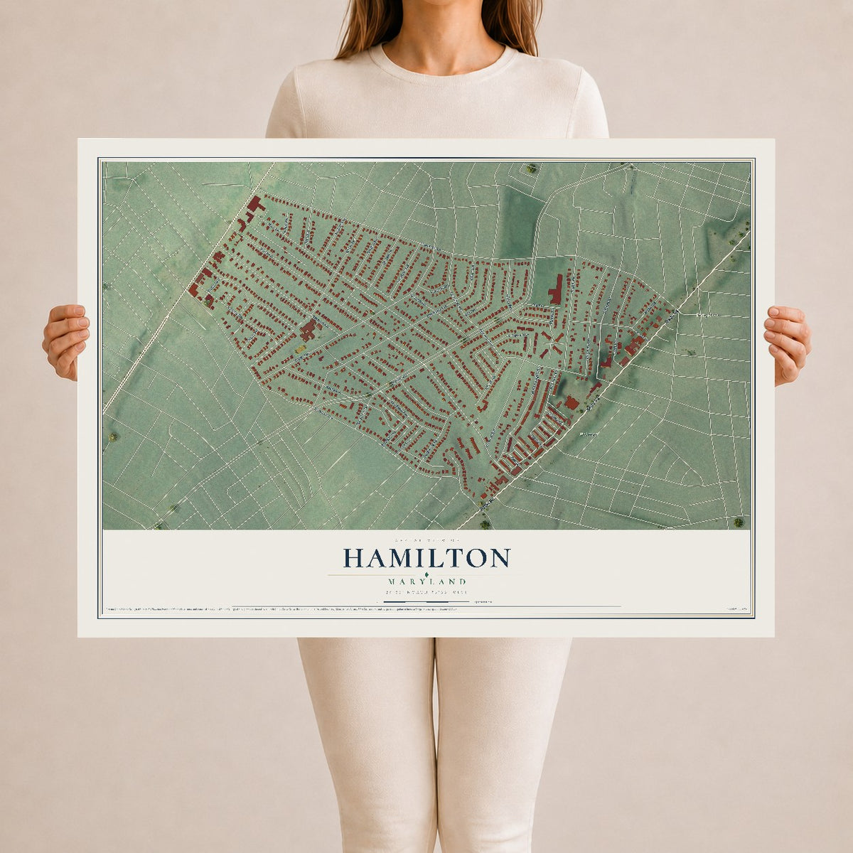 Map of Hamilton, Maryland, 24 x 36 inch unframed archival matte print