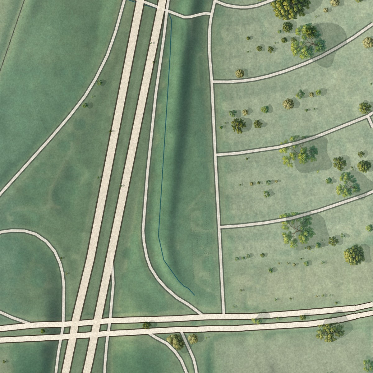 Second close-up of the map of Hopkins Bayview, Maryland print showing more streets and buildings