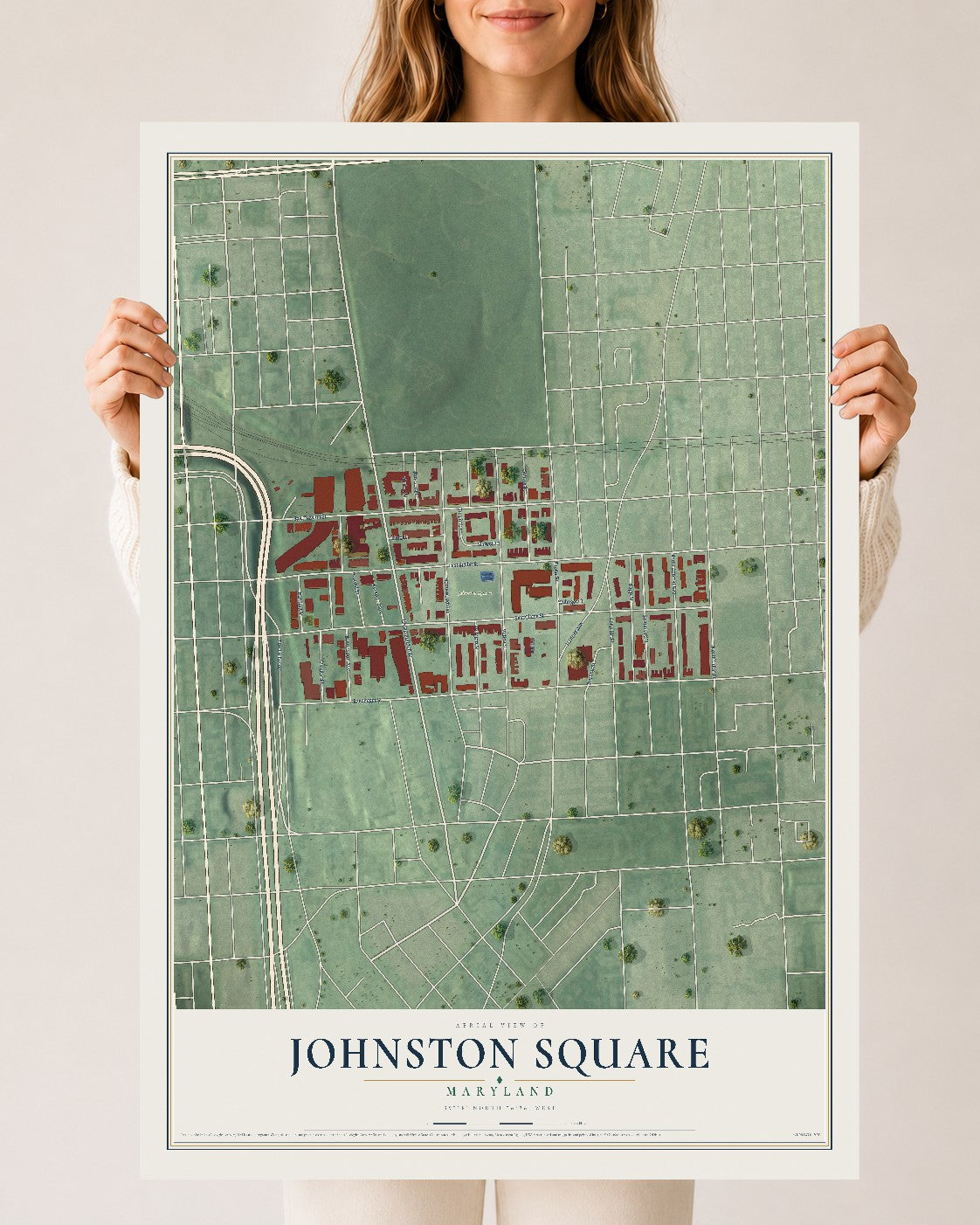 Map of Johnston Square, Maryland, 24 x 36 inch unframed archival matte print