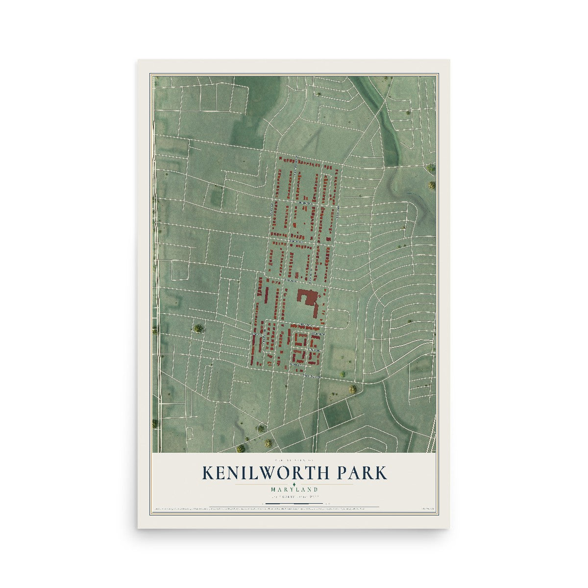 Map of Kenilworth Park, Maryland, 12 x 18 inch unframed archival matte print